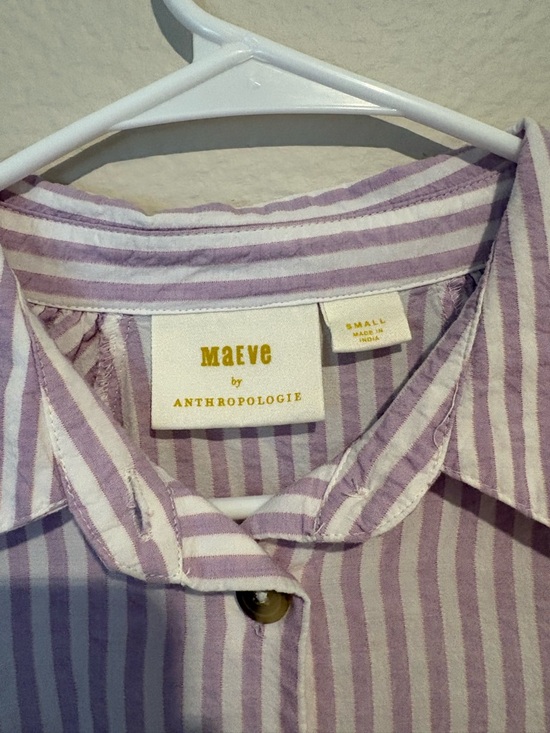 Anthropologie Maeve Lavender and White Striped Button-Down - Picture 2 of 5